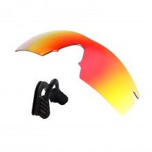 Walleva Mr Shield Polarized Fire Red Replacement Lenses with Black Nosepad for Oakley M Frame Strike Sunglasses